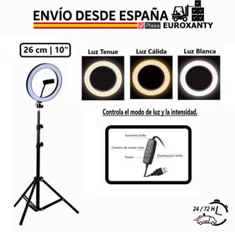 EUROXANTY®| LED light hoops | Ring light with tripod | Ring light | Ring light mobile holder | Tik Tok | Plaza España 26 cm 10"