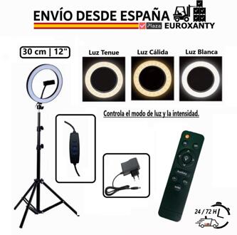 EUROXANTY®| LED light hoops | Ring light with tripod | Ring light | Ring light mobile holder | Tik Tok | Plaza España 30 cm 12 "met controle