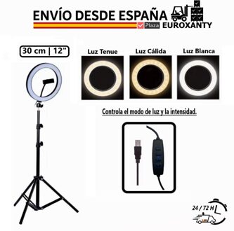 EUROXANTY®| LED light hoops | Ring light with tripod | Ring light | Ring light mobile holder | Tik Tok | Plaza España 30 cm 12"
