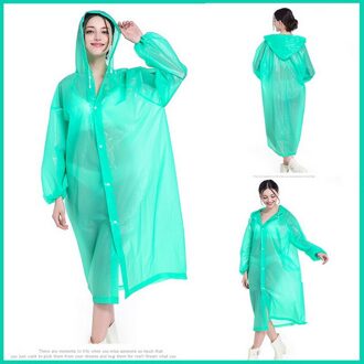EVA Women Man Raincoat Thickened Waterproof Rain Poncho Coat Adult Clear Transparent Camping Hoodie Rainwear Suit groen