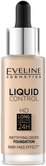 Eveline Foundation Eveline Liquid Control Foundation With Dropper 001 Porcelain 32 ml