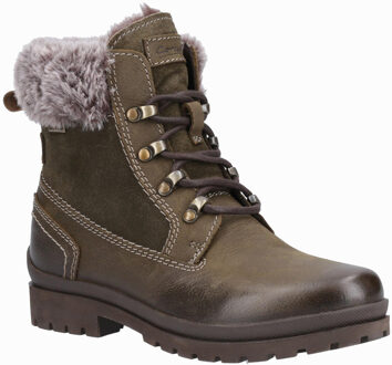 Evenlode Leren Dames Khaki Winter Enkellaarzen - maat Groen