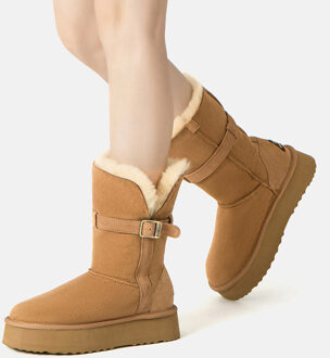 EVER AU Australia Dames Brush 3-Way Style Platform Mid Boots Kastanjebruin - EU 39/ UK 6