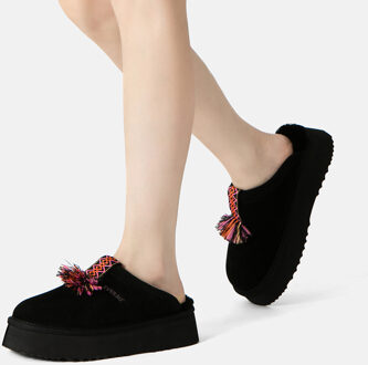 EVER AU Australië Dames Caspian Platform Schapenvacht Slippers Zwart - EU 36 / UK 3