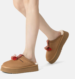 EVER AU Australië Dames Caspian Platform Schapenvachten Slippers Kastanjebruin - EU 37 / UK 4