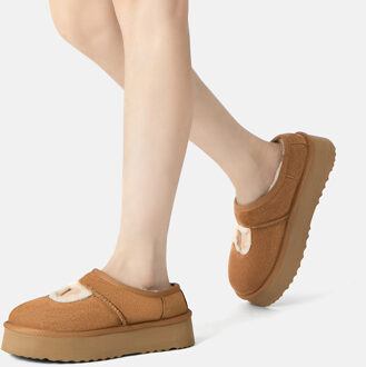 EVER AU Australië Dames Geplumeerde Enkelsandalen met Platform Kastanjebruin - EU 38 / UK 5