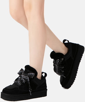 EVER AU Australië Dames Marmer Effect Veterschoenen Op Platform Zwart - EU 37 / UK 4