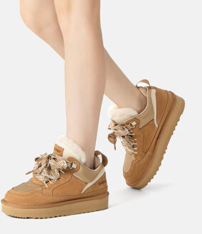 EVER AU Australië Dames Marmeren Veterschoenen Platform Boots Kastanjebruin - EU 38 / UK 5