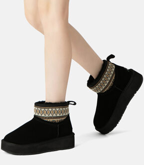 EVER AU Australië Dames Plover Geweven Enkel Platform Laarzen Zwart - EU 39/ UK 6