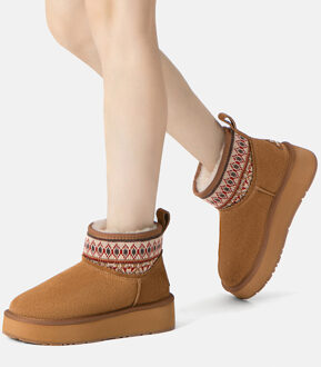 EVER AU Australië Dames Plover Geweven Enkel Platformlaarzen Kastanjebruin - EU 43 / UK 9