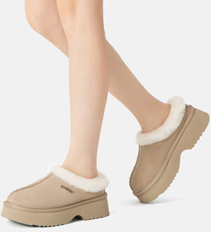 EVER AU Australië Dames Savanna Enkel Chunky Platform Schapenvacht Laarzen Zand - EU 38 / UK 5