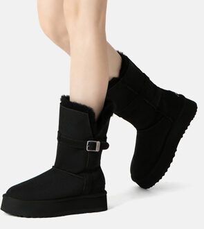 EVER AU Australië Vrouwen Borstel 3-Weg Stijl Platform Midlaarzen Zwart - EU 36 / UK 3