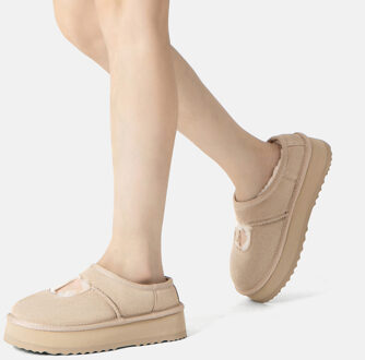 EVER AU Australië Vrouwen Gevederde Enkel Platform Slippers Zand - EU 42 / UK 8