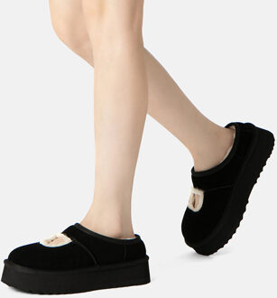 EVER AU Australië Vrouwen Pluizige Enkels Platform Slippers Zwart - EU 39/ UK 6