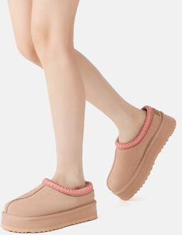 EVER AU Australië Vrouwen Wonga Leren Platform Slippers Stoffig Roze