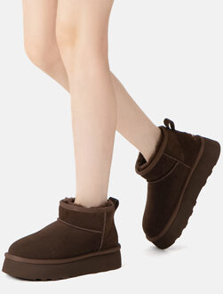 EVER AU Dames Heron Ultra Mini Platform Laarzen Chocoladebruin