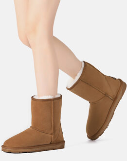 EVER AU Dames korte klassieke laarzen-PARROT Kastanjebruin - EU 38 / UK 5