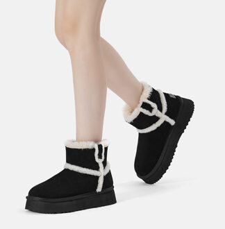 EVER AU Dames Leren Chique Plateaulaarzen - Barren Zwart - EU 38 / UK 5