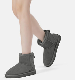 EVER AU Dames Leren Korte Laarzen - Ostrich Grijs - EU 38 / UK 5