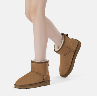 EVER AU Dames Leren Korte Laarzen - Ostrich Kastanjebruin - EU 39/ UK 6