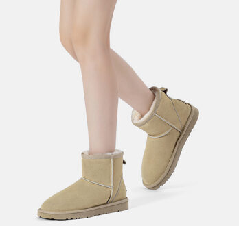 EVER AU Dames Leren Korte Laarzen - Ostrich Zand - EU 36 / UK 3