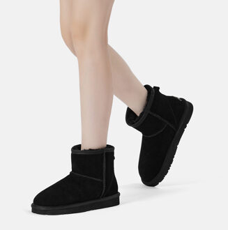 EVER AU Dames Leren Korte Laarzen - Ostrich Zwart - EU 37 / UK 4