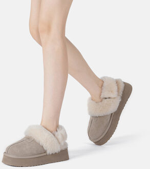 EVER AU Dames Leren Pantoffels Met Twee Afneembare Bandjes - Fantail Zand