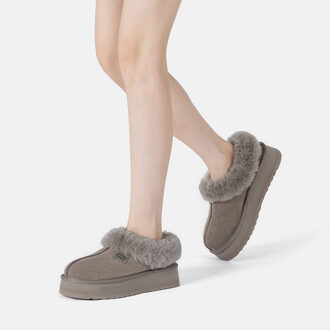 EVER AU Dames Leren Pantoffels - Topknot Bruin