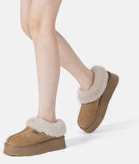 EVER AU Dames Leren Pantoffels - Topknot Kastanjebruin - EU 43 / UK 9