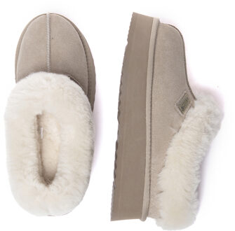 EVER AU Dames Leren Pantoffels - Topknot Zand - EU 40.5 / UK 7