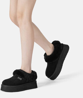 EVER AU Dames Leren Pantoffels - Topknot Zwart - EU 42 / UK 8