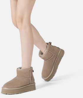 EVER AU Dames Leren Plateaulaarzen - Dusky Bruin