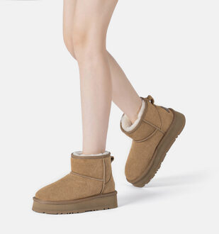 EVER AU Dames Leren Plateaulaarzen - Dusky Kastanjebruin - EU 38 / UK 5