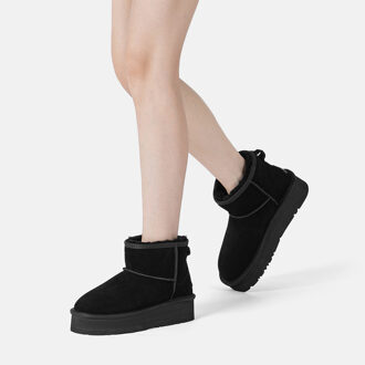 EVER AU Dames Leren Plateaulaarzen - Dusky Zwart - EU 42 / UK 8