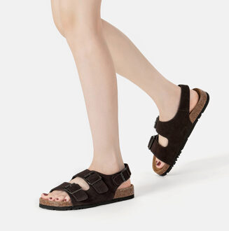 EVER AU Dames Leren Sandalen - Flame Chocoladebruin - EU 42 / UK 8