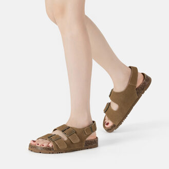 EVER AU Dames Leren Sandalen - Flame Kastanjebruin - EU 42 / UK 8