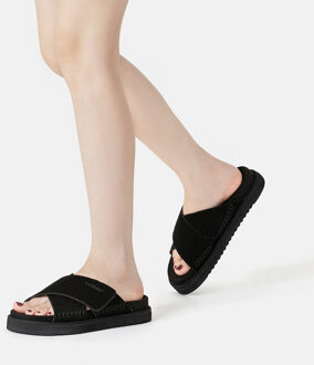 EVER AU Dames Leren Sandalen - Rose Zwart - EU 36 / UK 3