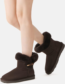 EVER AU Dames Robin Hoorn Toggle Knop Mini Laarsjes Chocoladebruin - EU 39/ UK 6