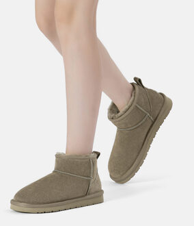 EVER AU Dames Ultra Mini Klassieke Laarzen-FINCH - maat Bruin/groen