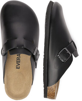 EVER AU Heren Hardhead Leren Comfort Klomp Sandalen - Zwart Leer - EU 47.5 / UK 12