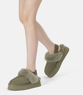 EVER AU Platformpantoffels met verwijderbare riem voor dames-WAGTAIL Bruin/groen - EU 39/ UK 6