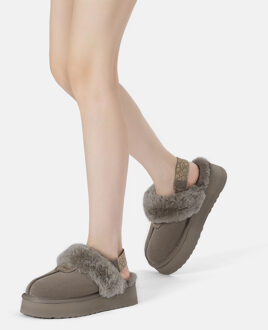 EVER AU Platformpantoffels met verwijderbare riem voor dames-WAGTAIL Bruin