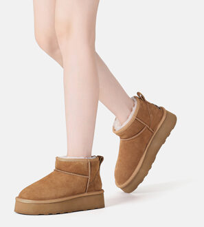 EVER AU Ultra Mini-platformlaarzen voor dames-HERON Kastanjebruin - EU 39/ UK 6