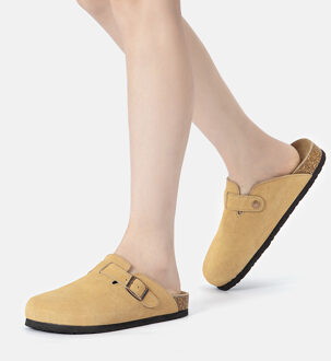 EVER AU Vrouwen Pintail Leren Comfort Klomp Sandalen - Camel Suede - EU 40.5 / UK 7