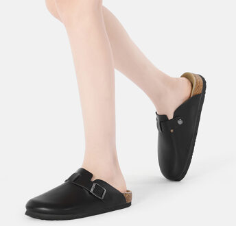 EVER AU Vrouwen Pintail Leren Comfort Klomp Sandalen - Zwart Leer