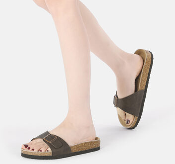 EVER AU Vrouwen Swan Leather Easy Slip-On Sandalen - Bruin Geolied Leer - EU 42 / UK 8