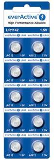 EverActive AG12 LR1142/LR43 Alkaline knoopcel batterijen - 10 stuks.