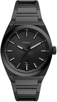 Everett Horloge - Fossil heren horloge - Zwart - diameter 42 mm - roestvrij staal
