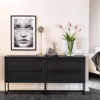 Everett houten dressoir zwart - 160 x 41 cm