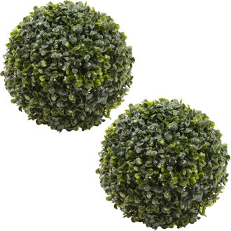 Everlands 2x stuks buxus bol kunstplanten - D26 cm - groen - kunststof - Kunstplanten